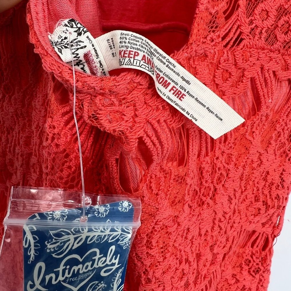 Free People Dress Coral Daydream Lace Mini Open Back Sleeveless NWT - Picture 12 of 12